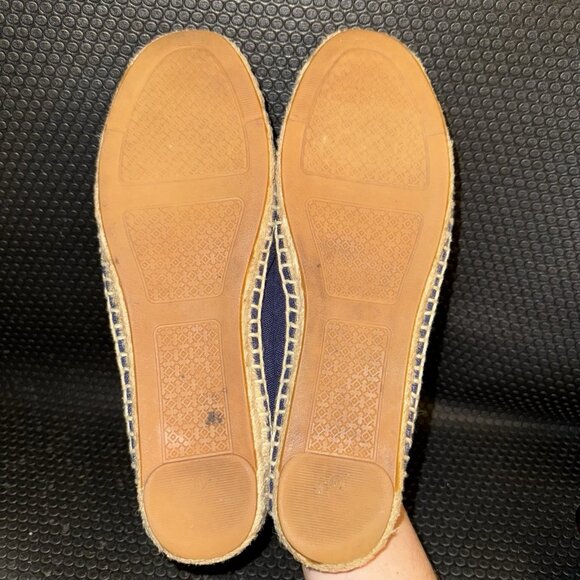 Tory Burch Flats Denim Navy Nautical Beach Slip On Fish Sailboat Women's Size 10 - Picture 7 of 10